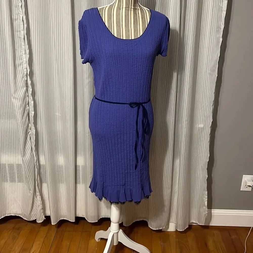 SIMPLY Vera. Large dress. Purple with navy details